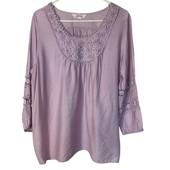 krazy kat Tops - Krazy Kat Liliac 3/4 Sleeve Boho Peasant Cottage Top W/Embroiery & Pearls L